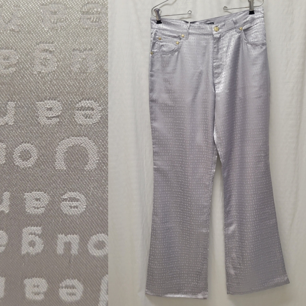 Platini Jeans Cougar Size 31 Siver Logo Pants